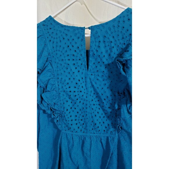 Terra & Sky Women’s Plus Size 4X (28W-30W) Eyelet Babydoll Dress Galapagos Blue - Picture 9 of 9